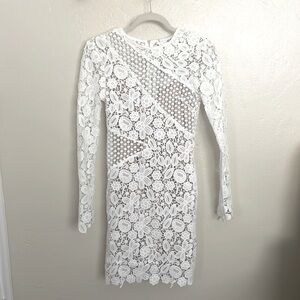 Selfie Leslie REINHART FLORAL ASYMMETRICAL MESH DRESS WHITE